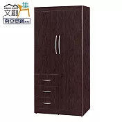 【文創集】多莉 環保3.2尺南亞塑鋼二門三抽高衣櫃/收納櫃 胡桃色