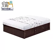 【文創集】米斯利 環保5尺雙人南亞塑鋼拉門床底(側邊拉門&內收納層格設置) 胡桃色