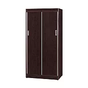 【文創集】米斯利 環保3.2尺南亞塑鋼推門高衣櫃/收納櫃 胡桃色