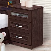 【文創集】海利 環保2尺南亞塑鋼三抽床頭櫃/收納櫃 胡桃色