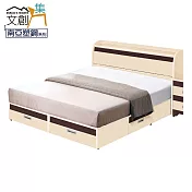 【文創集】亞蘭仕 環保5尺雙人南亞塑鋼收納床台組合(床頭箱+床底床尾&側邊開合四抽屜設置) 時尚雙色
