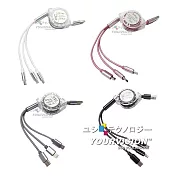 三合一伸縮充電線 3A 快充 Micro/Type-C/iPhone Lightning USB 手機 平板 充電線 Cable 銀色