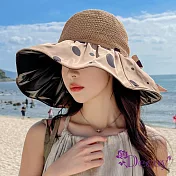 【Decoy】珍珠點點＊蝴蝶結編織漁夫遮陽帽  卡其