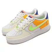 Nike 休閒鞋 Air Force 1 LV8 GS 大童鞋 女鞋 白 螢光黃 橘 藍 AF1 FB1838-131