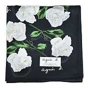 agnes b.白玫瑰大帕巾-三色選 -黑