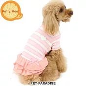 【PET PARADISE】 寵物衣服-橫條紋蓬蓬裙 粉白 寵物保暖發熱衣 4S