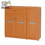 【文創集】多比 環保4尺南亞塑鋼三門單抽鞋櫃 時尚木紋