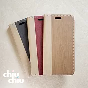 【CHIUCHIU】Apple iPhone 14 Plus (6.7吋)時尚木紋側掀式可插卡保護皮套 (酷黑色)