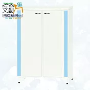 【文創集】南亞塑鋼 爾文多彩2.4尺雙開門鞋櫃(七色可選) 淺藍雙色