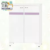 【文創集】南亞塑鋼 范特多彩2.6尺雙開門鞋櫃(七色可選) 淺紫雙色