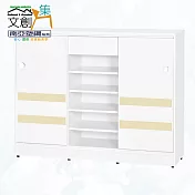 【文創集】南亞塑鋼 馬蒂爾多彩4.4尺雙推門單抽中空鞋櫃(七色可選) 米黃雙色