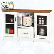 【文創集】南亞塑鋼 安卡多彩4.3尺托盤式雙開門單抽餐櫃/電器櫃(九色可選) 原木紋雙色