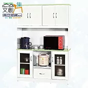 【文創集】南亞塑鋼 安卡多彩4.3尺托盤式六開門單抽高餐櫃/電器櫃組合(九色可選) 淺綠雙色