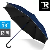 【TDN】超大傘面黑膠公爵冷酷傘 防雷自動直立傘晴雨傘(防風抗UV自動直傘A7594) 海軍藍