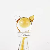 皮爾卡登 Pierre Cardin   貓咪玻璃筆+筆擱 - 黃