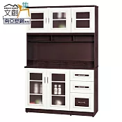 【文創集】麥卡 環保4.3尺南亞塑鋼單門三抽高餐櫃/收納櫃組合 時尚雙色