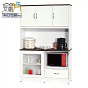 【文創集】凱爾 環保4.2尺南亞塑鋼三開門&單推門單抽高餐櫃/收納櫃組合 時尚雙色