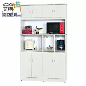 【文創集】波仕 環保4.3尺南亞塑鋼八門層架高餐櫃/收納櫃組合 時尚雙色