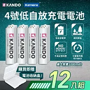 Kamera KANDO 低自放 4號電池(AAA) 鎳氫電池 1000mAh KA-4LSD (4入) 換新包裝 無記憶效應 可重複充電電池 快速充電