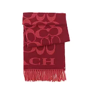 COACH 經典logo雙色流蘇圍巾 紅