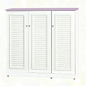 【文創集】南亞塑鋼 雪菲多彩4尺三開門百葉中高鞋櫃(八色可選) 淺紫雙色