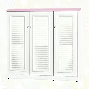 【文創集】南亞塑鋼 雪菲多彩4尺三開門百葉中高鞋櫃(八色可選) 粉紅雙色
