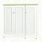 【文創集】南亞塑鋼 雪菲多彩4尺三開門百葉中高鞋櫃(八色可選) 淺綠雙色