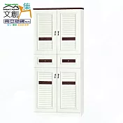 【文創集】南亞塑鋼 馬尼拉多彩2.7尺四開門二抽百葉高鞋櫃(六色可選) 胡桃雙色