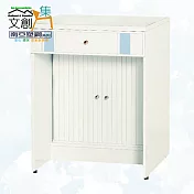 【文創集】南亞塑鋼 范特多彩2尺雙抽下捲門櫃書桌/電腦桌(六色可選) 淺藍雙色