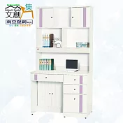 【文創集】南亞塑鋼 范特多彩3.3尺開門&捲門四抽高書桌/電腦桌組合(六色可選) 淺紫雙色