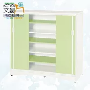 【文創集】南亞塑鋼 魯伊多彩3.7尺雙側推門中空鞋櫃(二色可選) 英倫綠雙色
