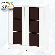 【文創集】南亞塑鋼 古爾多多彩3尺雙推門鞋櫃(八色可選) 胡桃木紋白雙色