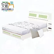 【文創集】南亞塑鋼 桑卡多彩5尺雙人二抽床台組合(七色可選+床頭箱+二抽床底+不含床墊) 淺綠雙色
