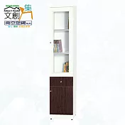 【文創集】南亞塑鋼 雪菲多彩百葉1.4尺雙開門單抽屜高塑鋼書櫃(七色可選) 胡桃白雙色