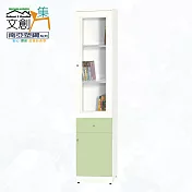 【文創集】南亞塑鋼 雪菲多彩百葉1.4尺雙開門單抽屜高塑鋼書櫃(七色可選) 淺綠雙色