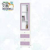 【文創集】南亞塑鋼 雪菲多彩百葉1.4尺單開門四抽屜高塑鋼書櫃(五色可選) 淺紫雙色