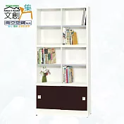 【文創集】南亞塑鋼 桑尼多彩3尺雙推門&玻璃推門高書櫃(七色可選) 胡桃白雙色