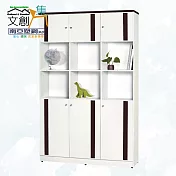 【文創集】南亞塑鋼 康特多彩4.1尺上下雙層六開門中空高塑鋼書櫃(六色可選) 胡桃白雙色