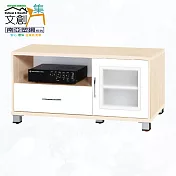 【文創集】南亞塑鋼 桑尼多彩3.4尺單開門單抽屜塑鋼電視櫃(二色可選) 白橡雙色