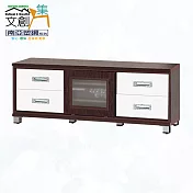 【文創集】南亞塑鋼 馬尼拉多彩4.7尺單推門四抽屜塑鋼電視櫃(二色可選) 胡桃白雙色