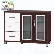 【文創集】南亞塑鋼 桑尼多彩3.7尺雙開門三抽屜塑鋼收納櫃(二色可選) 胡桃白雙色