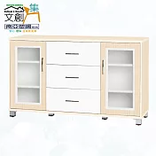 【文創集】南亞塑鋼 馬尼拉多彩4.2尺雙開門三抽屜塑鋼收納櫃(二色可選) 白橡雙色