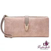 【iSPurple】V型金扣*可掛皮革手拿長夾 粉