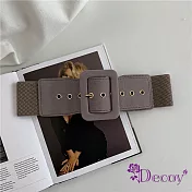 【Decoy】麂皮寬扣＊彈性寬版皮革腰封 灰