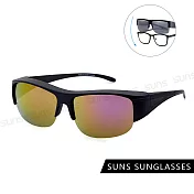 【SUNS】半框式太陽眼鏡 超輕量 抗UV400 可套近視眼/可單戴 PC防爆鏡片 黑框紅水銀