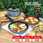 【CookPower 鍋寶】 百變魔法可拆式IH不沾三鍋七件組(26煎+22煎+22深湯+22蓋+可拆式把手+防刮墊*2) 電磁爐適用
