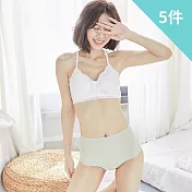 【Wonderland】裸感親膚石墨烯抗菌無痕內褲(5件組) L 豆綠*5