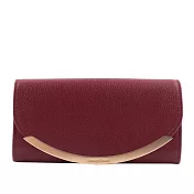 SEE BY CHLOE Lizzie 弧形標誌牛皮翻蓋長夾 (深紅色)