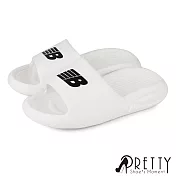 【Pretty】男女 拖鞋 浴室拖鞋 防水 一體成型 居家 戶外 運動風 輕量 吸震 減壓 JP24 白色