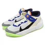 Nike 籃球鞋 Team Hustle D 10 Flyease GS 大童鞋 女鞋 白 藍 魔鬼氈 FB1395-101 23cm WHITE/BLACK